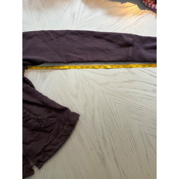 Prairie Underground Womens Full Zip Hoodie Ruched Pockets Organic Cotton Sz L - Picture 10 of 11